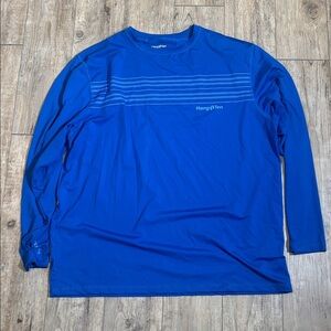 Hang Ten Shirt Mens XXL Blue UPF50+ Long Sleeves Pullover Tee Sun Performance